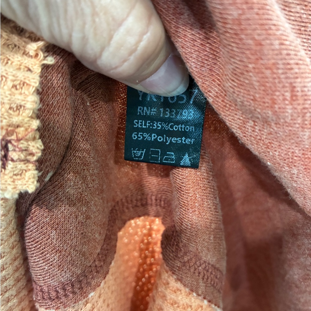 POL Orange V-Neck Waffle Knit Sweater with Airy Knit - Picture 7 of 7